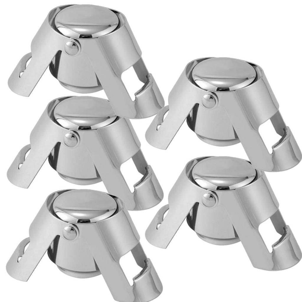 1-5PC Champagne Bottle Stopper Stainless Steel Sparkling Grape Wine Bottle Plug Vacuum Sealer Bottle Liquor Flow Stopper Cap Bar