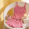 Lazy Dopamine Pink Striped Pajama Set With Sleeveless Shorts For Summer Home Lounge