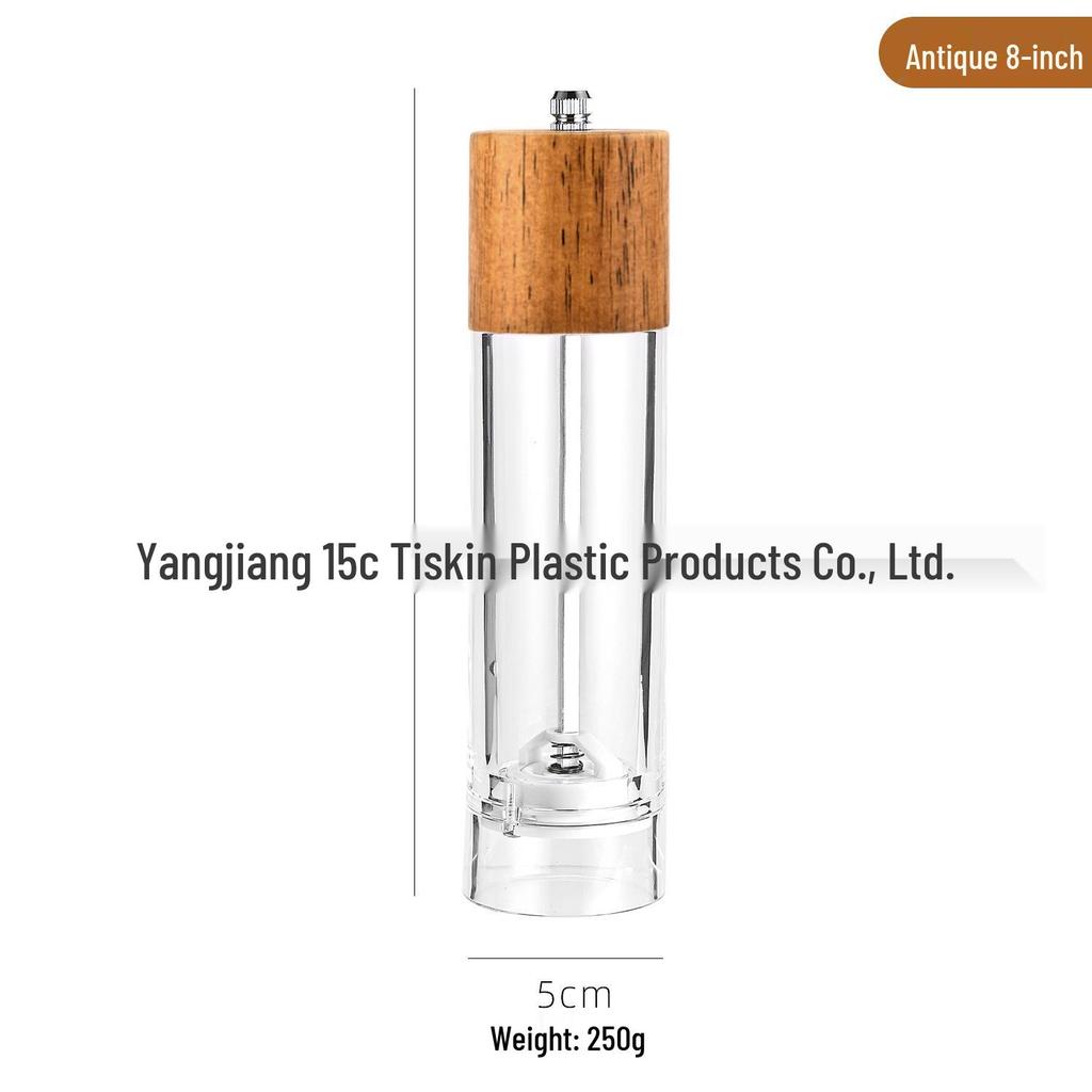 Oak & Acrylic Manual Pepper Grinder - Black Pepper Mill Kitchen Tool