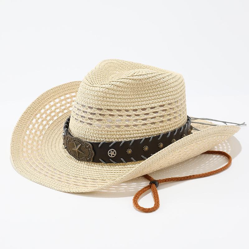 New western cowboy straw hat European and American gradual change color retro panama straw hat fashion jazz top hat