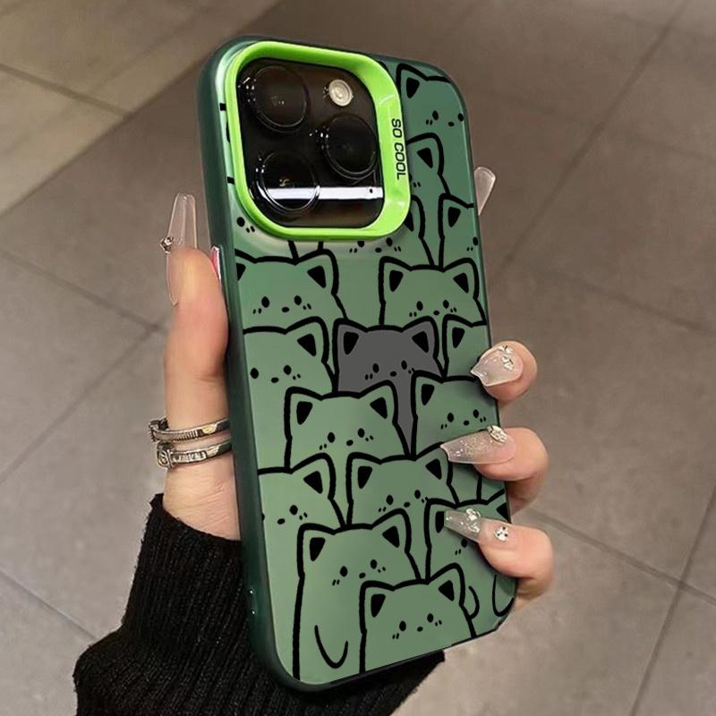 Phone Case For iPhone 13 11 12 14 15 Pro Max Plus XR X XS Max 7 8 Plus SE   Kitten Pattern Shockproof Hard Matte Cover