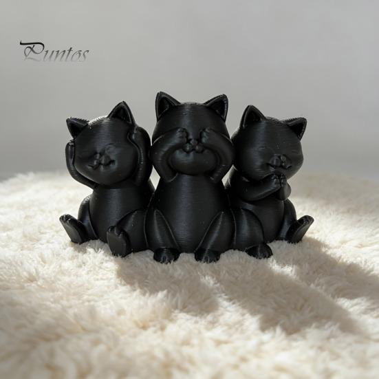 Minimalist Cat Ornaments Three Wise Cats Figurines, 3D Printed Statue for Desk Sturdy Shelf Decor Decor, Ancient Wisdom Ornament Home Office,