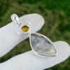 925 Silver Natural Mexican Laguna Lace Agate Citrine Bezel Boho Pendant Jewelry