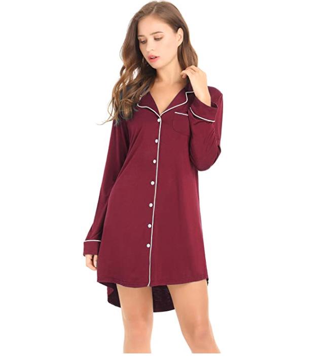 

Women s Modal Long-Sleeve Nightgown, Cardigan Style Pajamas, Hot Seller Medium