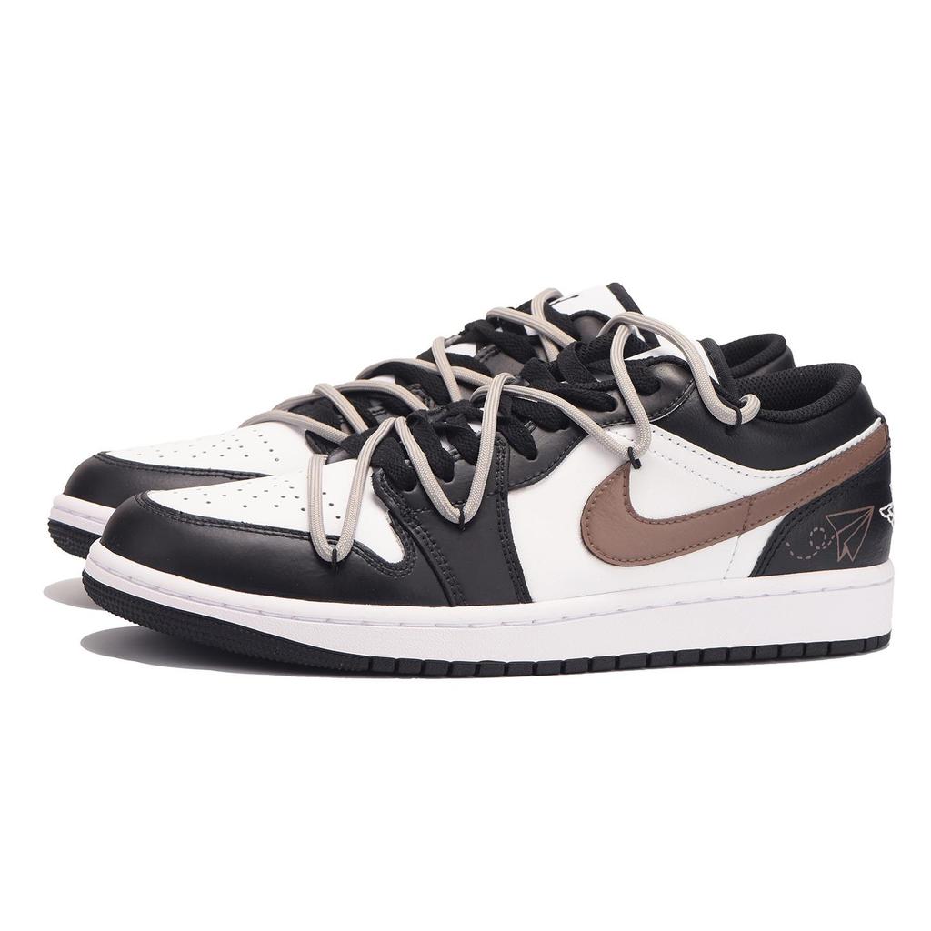 Jordan Air Jordan 1 Slip Resistant Coverage Low top Vintage Basketball Shoes Men's Black Brown 553558-132(Team-)