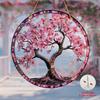 2D Flat - 1pc, 2D Flat Printing, Acrylic Round Pink Flower Cherry Blossom Tree Sun Catcher, Cherry Blossom Symbolizes Beauty, Transience And Purity, S