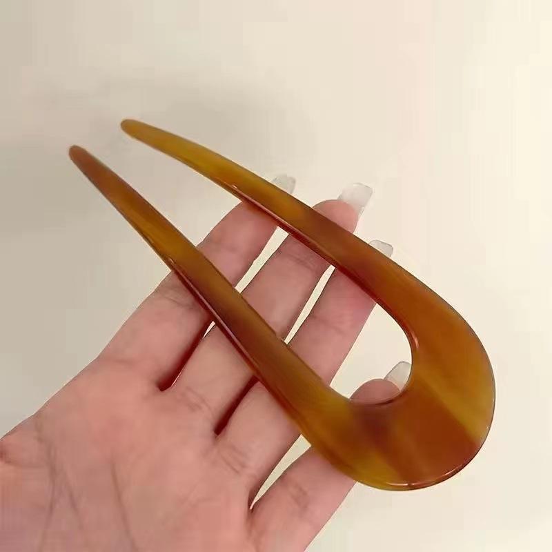 Women's U-Shaped Acetate Hairpin: Modern Chinese Style Bun Headwear