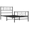 Metal Bed Frame with Headboard and Footboard Black 100x200 Cm