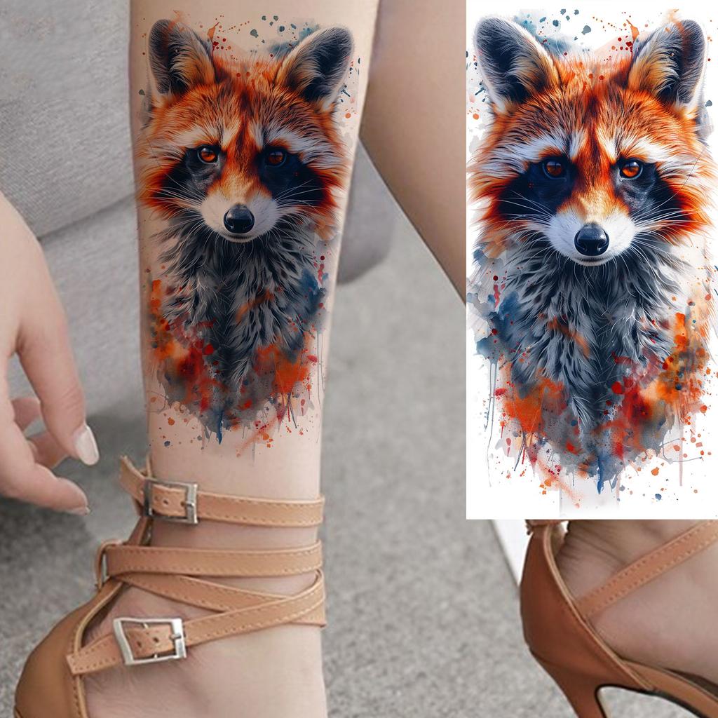1 list Unikátní Akvarelový Lev Tygr Zvířata Dočasné Tetování Dlouhotrvající Vodotěsný Liška Sova Falešná Tetovací Nálepka Body Art Tetování