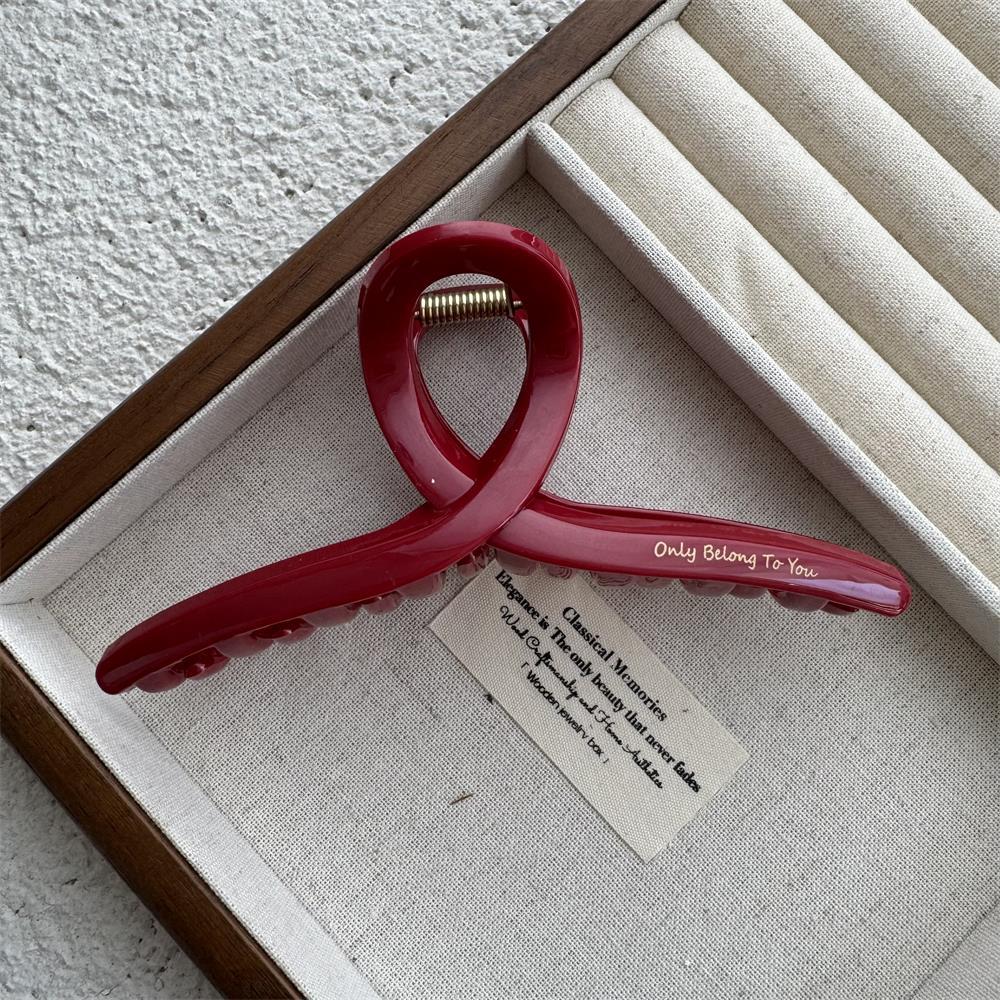 New Year Red Collection: Large Gold Logo Hair Claw—Back of Head Shark Clip Accessory