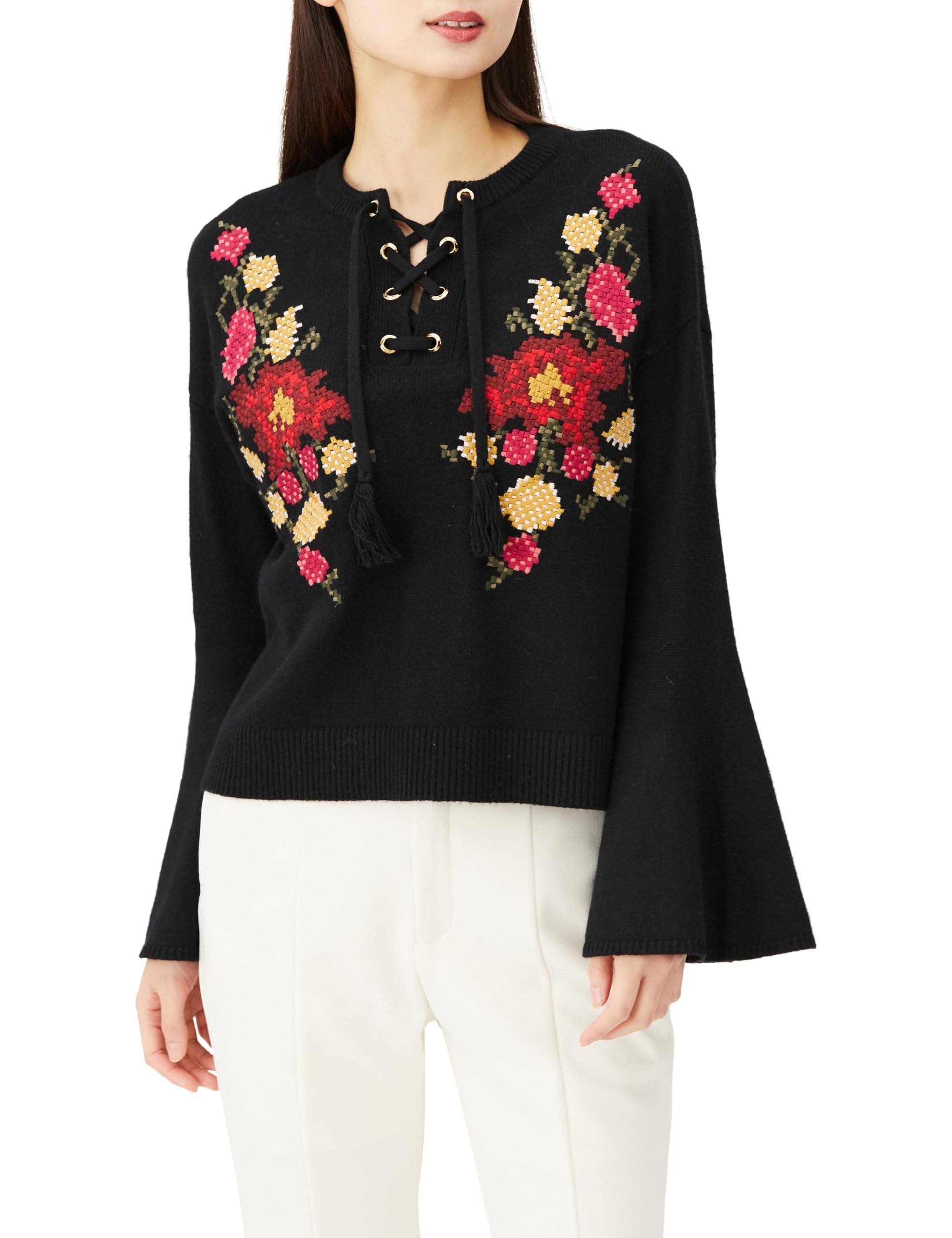 

2023AW Flower Flare Knit Top 27 Black [Grace Continental] Women s