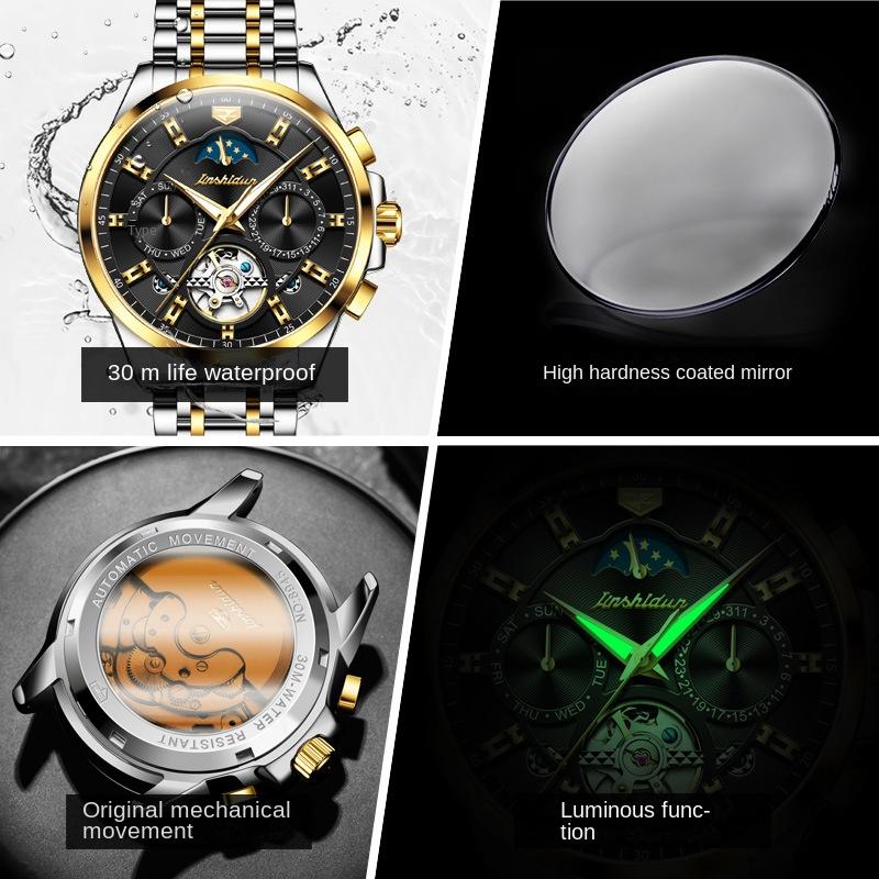 Orologio Meccanico Automatico Multifunzione Marca JINSHIDUN Tourbillon Orologio da Uomo Orologio da Uomo