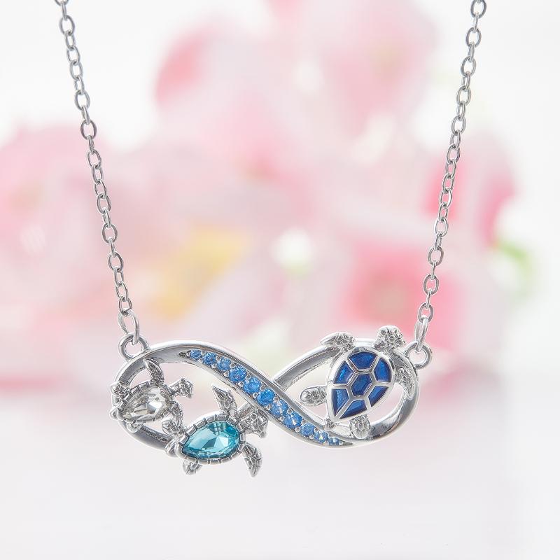 

Модное ожерелье с цирконием в виде черепахи, 8 символов, знак бесконечности, женская цепочка для ключицы, медный цвет, украшение подходит для повседневной носки 45cm