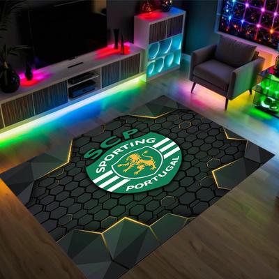 Tapis Velours Cristal Design FC Sporting CP Douillet Non ?Tapis imprimé antidérapant pour chambre, salon, entrée
