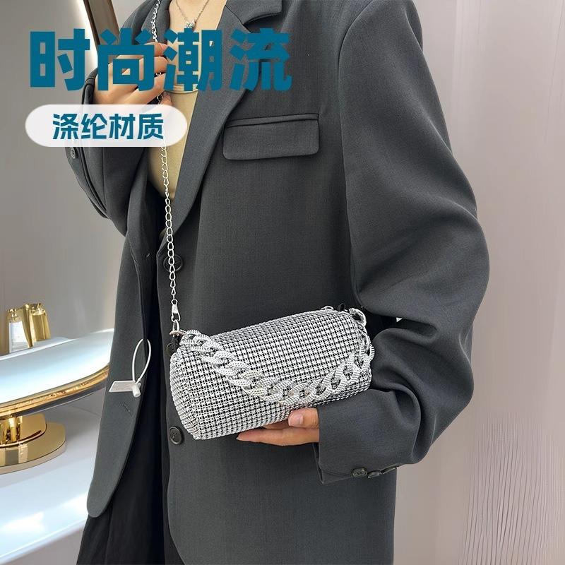 Spring and summer small bags women's bags 2025 new trend personalized colored diamond pillow bag chain shoulder bag personalized messenger bag