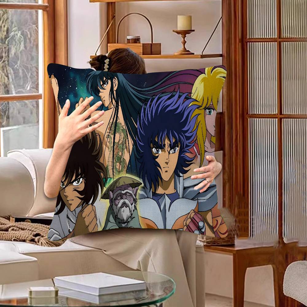 Knights Of The Zodiac Cartoon Cushion Cover Car Throw Pillow Case For Sofa Car Christmas Gift 40x40cm 45x45cm