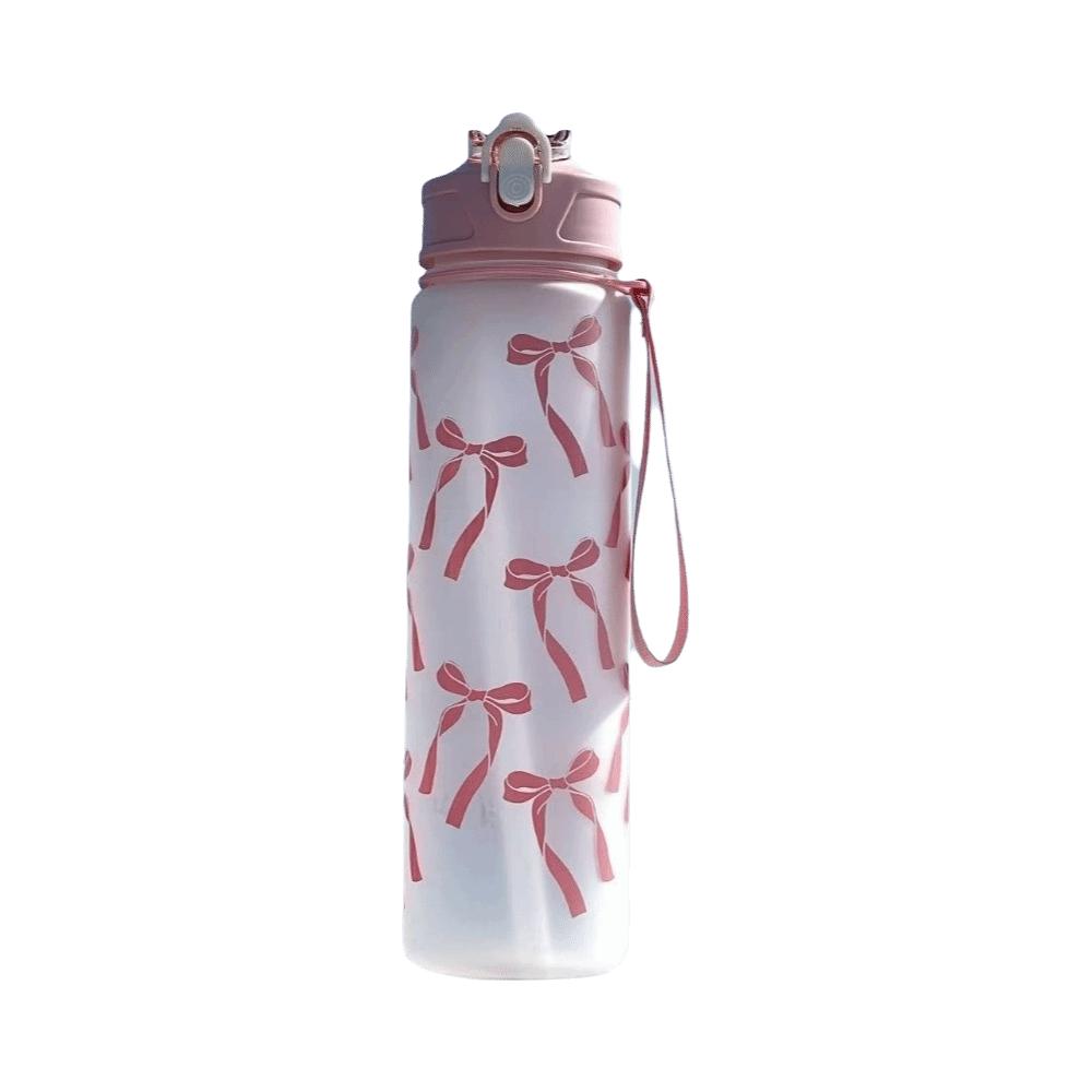 Durable 800ML Water Bottle Bow Flower Printed Leak Proof Straw Cup Large Capacity Plastic Water Cup Travel