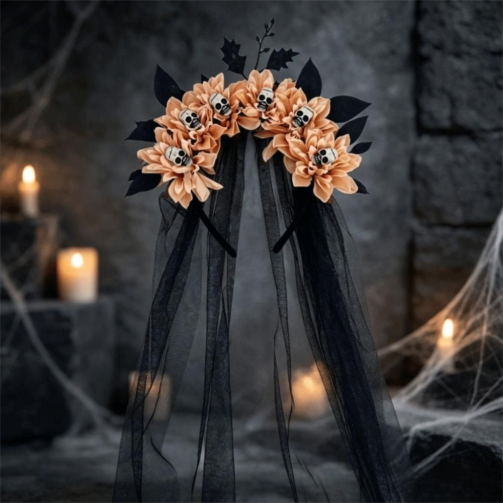 Dark Bride Bride Veil Headband Black Tulle Gothic Headpiece Cosplay Headband Halloween Party