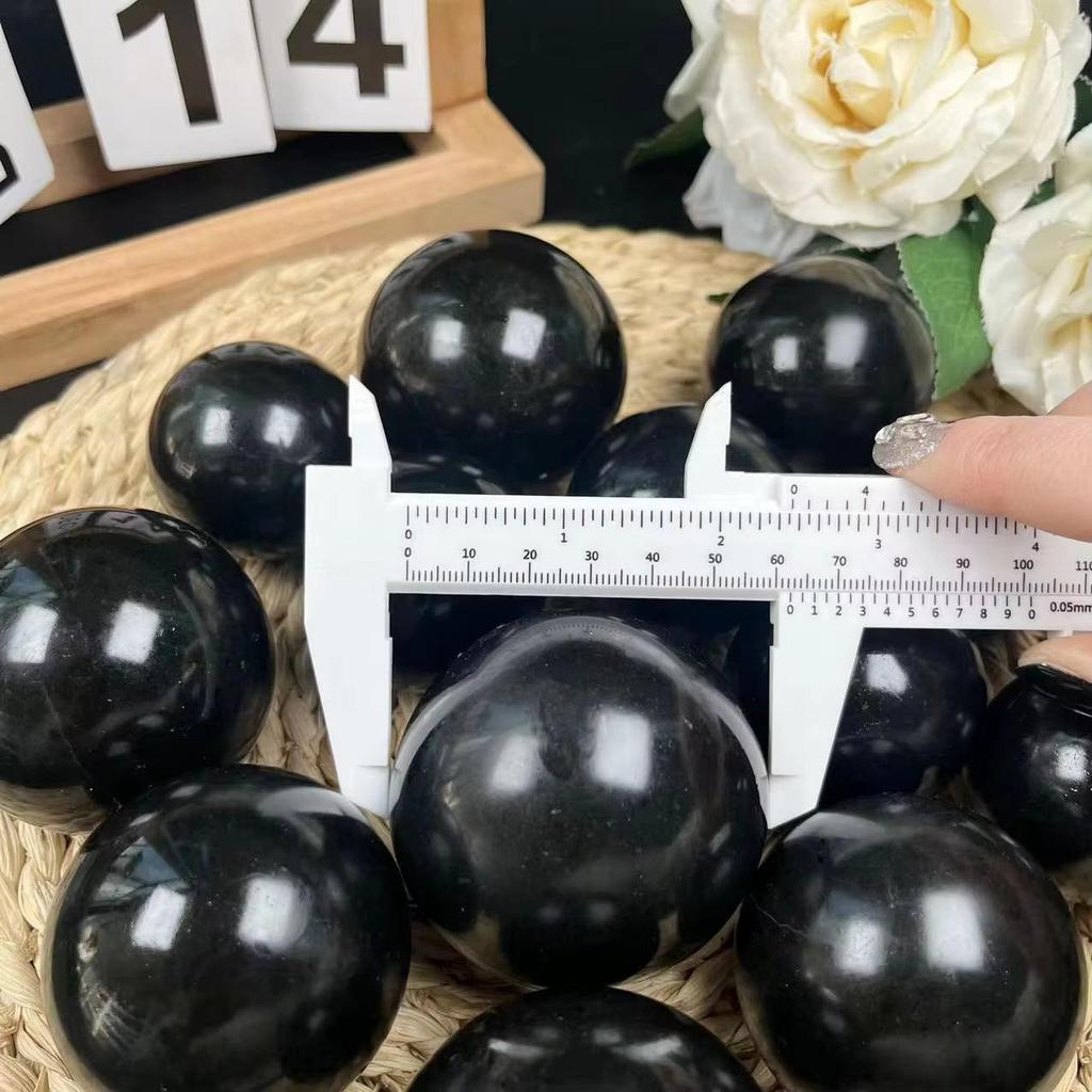 Natural Black Tourmaline Sphere Crystal Ball: Crafted and Polished Stone for Home or Office Décor