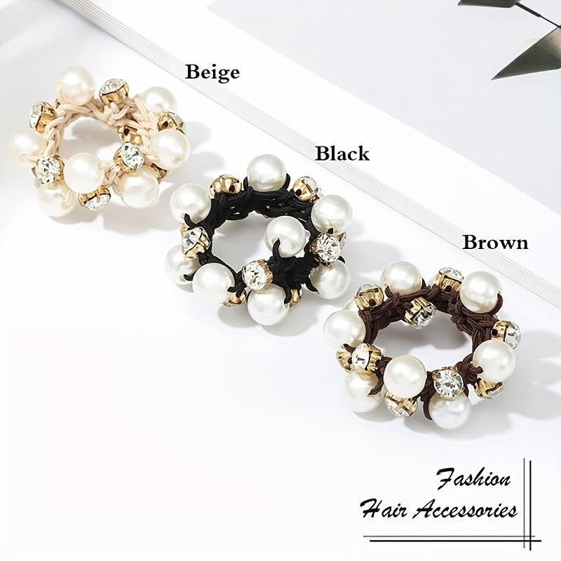 Simple And Elegant Faux Pearl Head Rope Hair Tie Elastic Band Ponytail Headband Hair Accessories