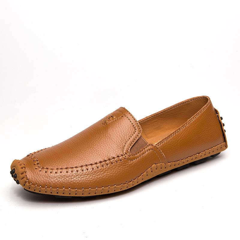 

Summer casual trend Doudou shoes men s soft soles men s casual shoes British foot cover large size breathable leather shoes men 47 коричневый