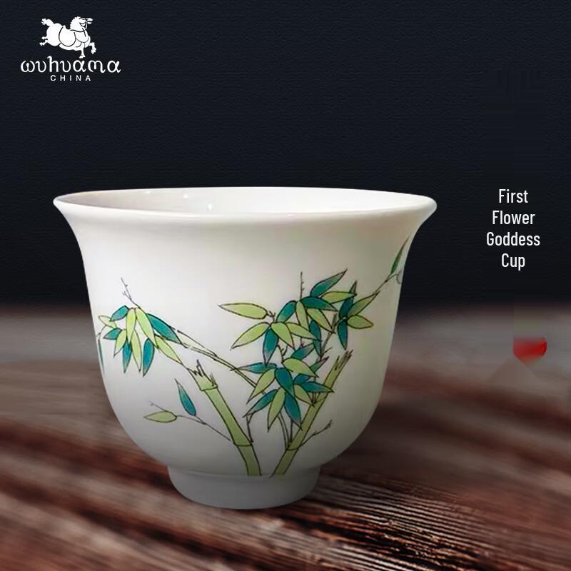 Wuhua Ma Emerald Bamboo Flower God Porcelain Teacup