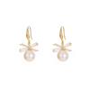 High-End Bow Earrings for Women: Light Luxury Fashion with Faux Pearl Studs & Versatile Ear Hooks