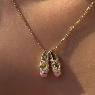 Fashion Pendant Necklace with Miniature Shoe Charms Adjustable Chain Length Lightweight Design Suitable for Daily Wear and Special Occasions