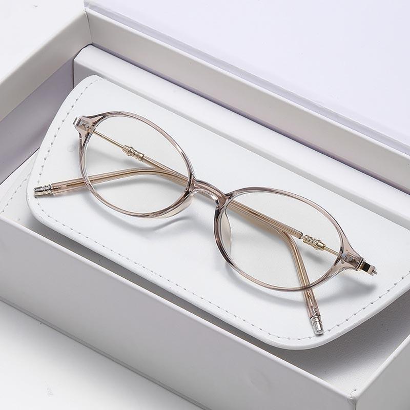 Korean Style Small Oval Frame Anti-Blue Light Reading Glasses Fashionable Women High Definition Comfort No Diopter Eyewear