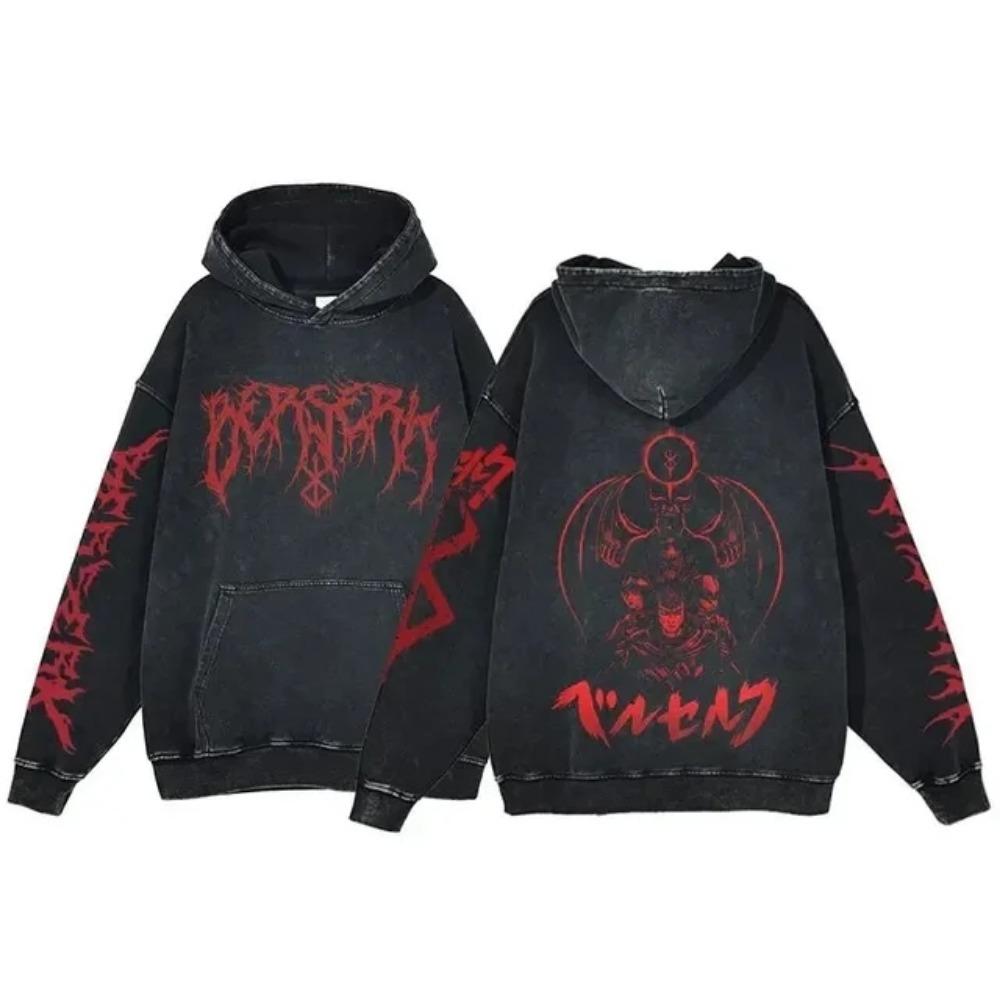 Hanorac Vintage pentru Bărbați Anime Berserk Manga Grafic Larg Modă Pulover Îmbrăcăminte de Toamnă Haine Casual Topuri Femei Hanorace