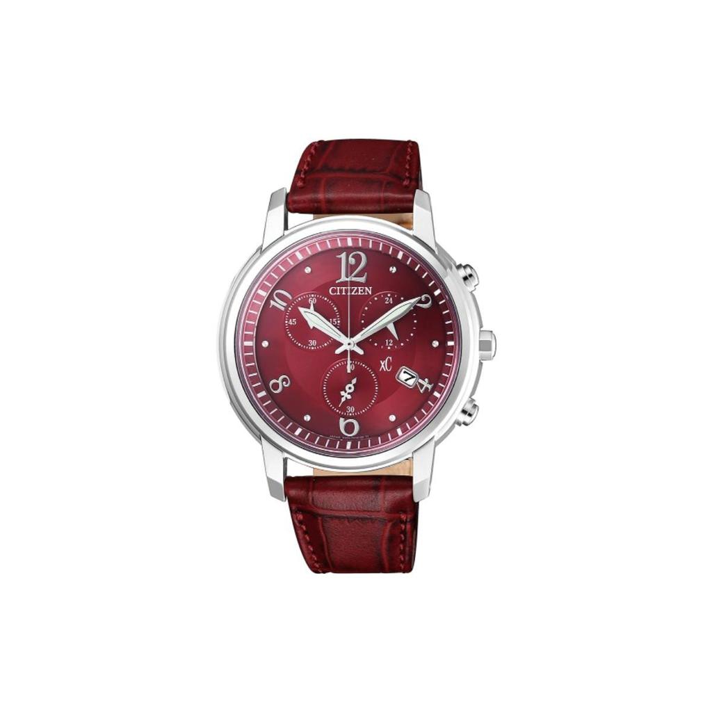 Citizen Waterproof Leather Strap Eco-Drive Quartz Watch Sapphire Glass Surface 38mm Fashion Watch Red Women watches FB1430-00W