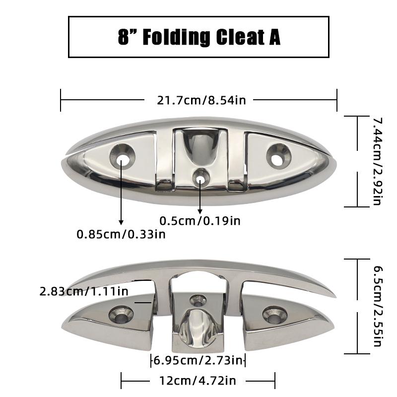 4.5/5/6/8 Inch Boat Folding Cleat Marine Hardware 316 Stainless Steel Mirror Polished Flip-up Mooring Boat Cleats