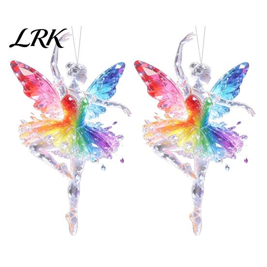 Fence Branch Decorations 2Pcs Glitter Ballet Girl Keychain, 2D Acrylic Hanging Pendant for Bag Backpack, Sparkling Personalized Gift Ideas Dancer Car