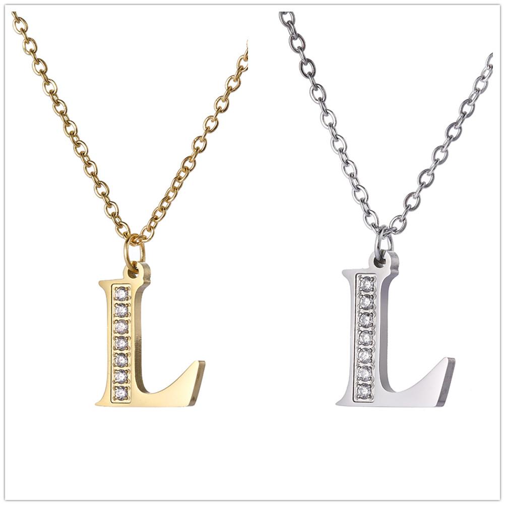 My Shape A-Z Letters Necklaces Girls Initials Alphabet Gold Color Chains Stainless Steel Rhinestone Name Pendant Choker Jewelry