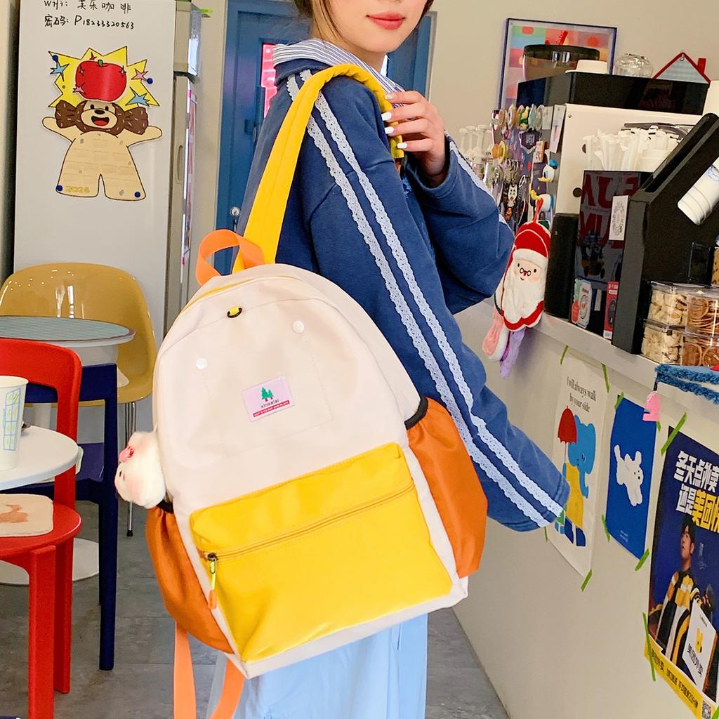 Schoolbag Japanese candy color light children's schoolbag contrasting color trend anti-splashing backpack for primary school students versatile casual