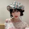 Y2k Octagonal Caps Korean Painter Hat Vintage Plaid Cloud Berets  Girls