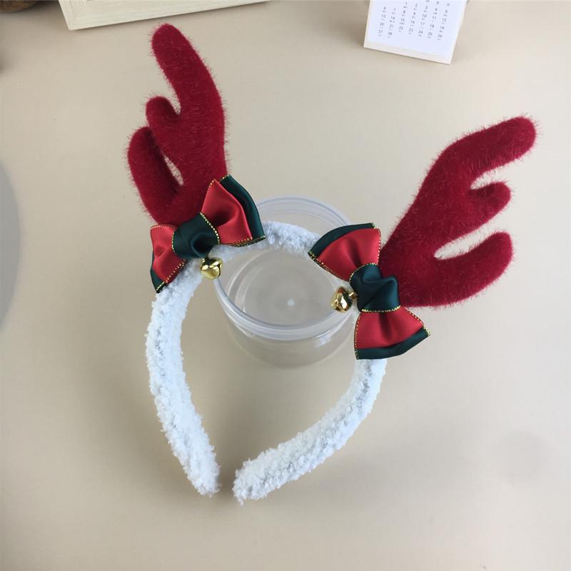 Reindeer Antler Christmas Bow Headband & Hair Clip Set