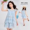 Girls' Pure Cotton Hollow Sleeveless Top