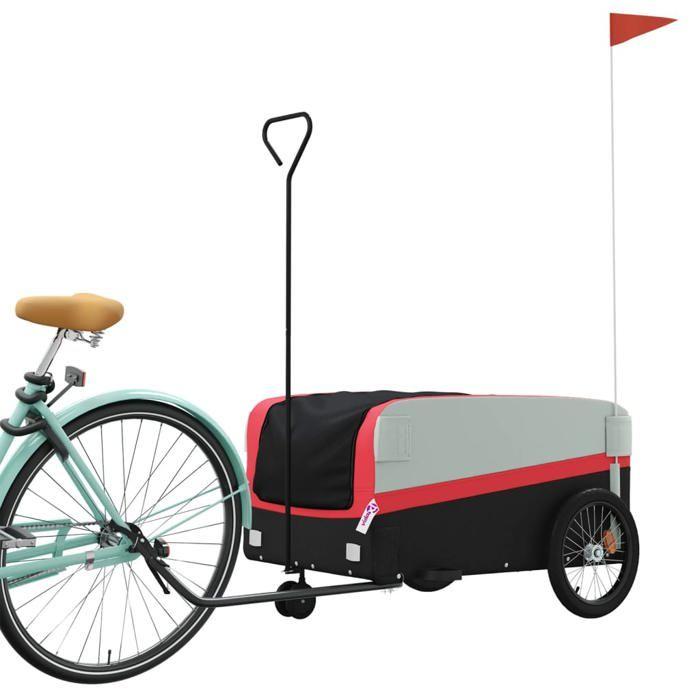 VidaXL Bicycle Trailer Black and Red 45 Kg Iron 94062