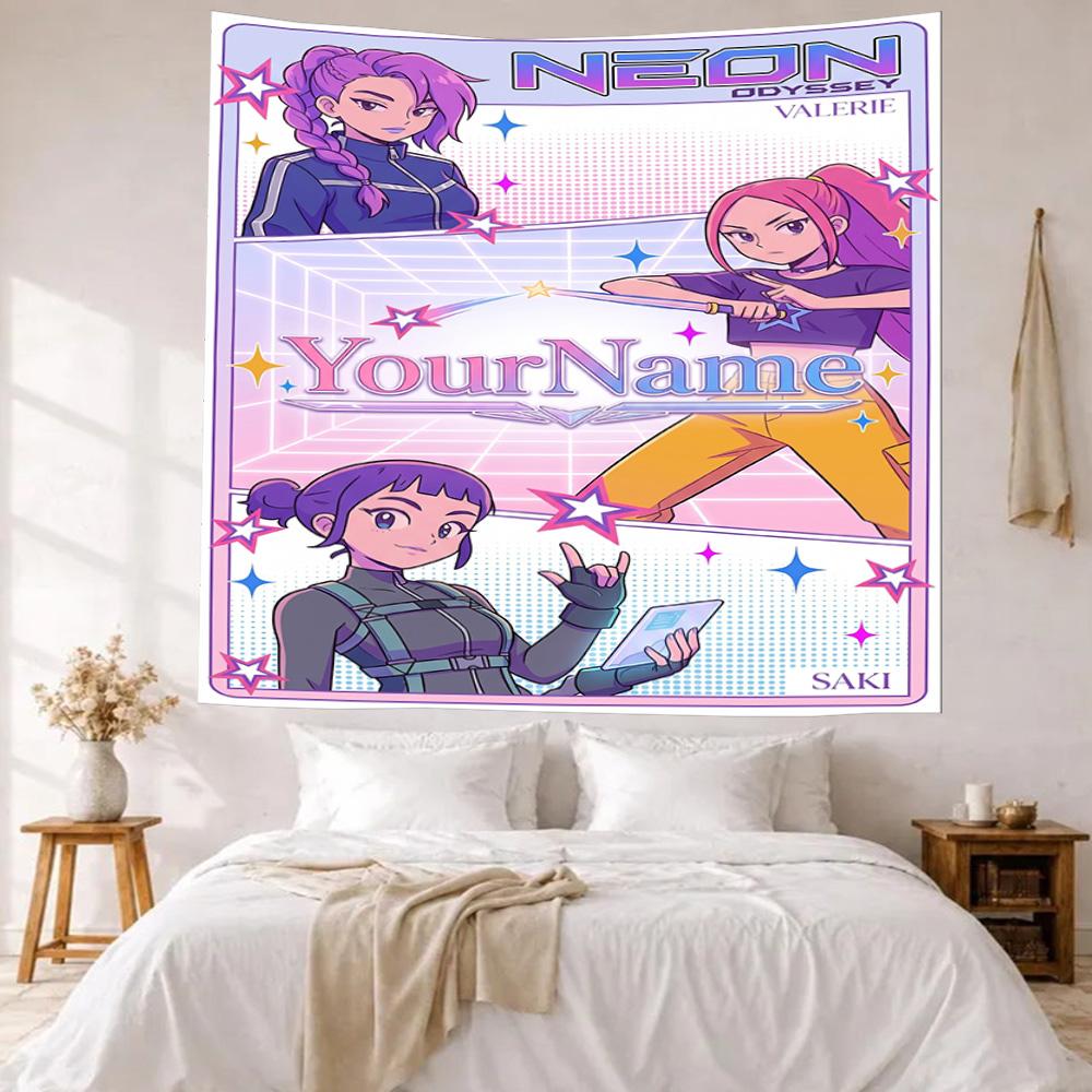 Demon Hunter Girls Custom Your Name Wall Decor Tapestry Art For Pet Memorial Birthdaywedding Party Backdrop Family Gift