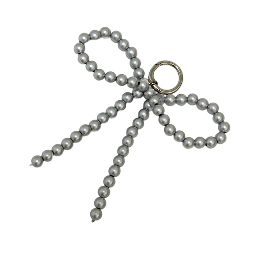 Sweet Cute Pearl Beaded Bowknot Charm Keychains Pendant Keyring Backpack Decoration Hanging Ornament for Women Girls