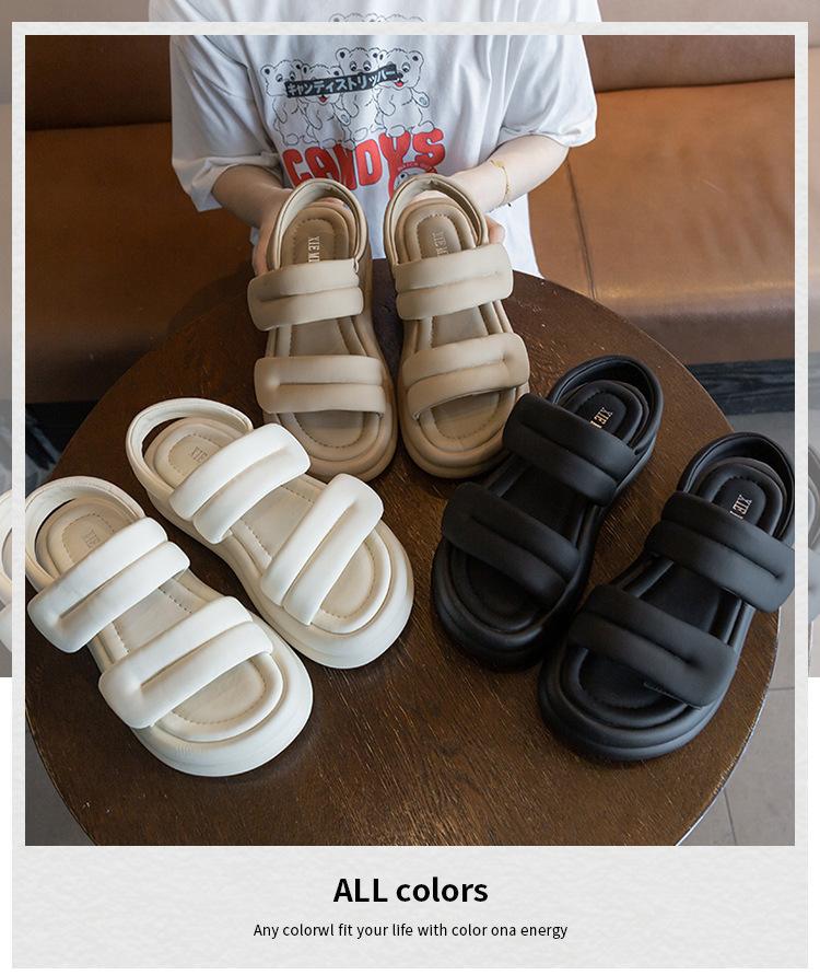 Thick Soled Bread Sandals Women's Summer Wear Leisure Sneaker Beach Shoes 2025 New Student Roman Women's Shoes