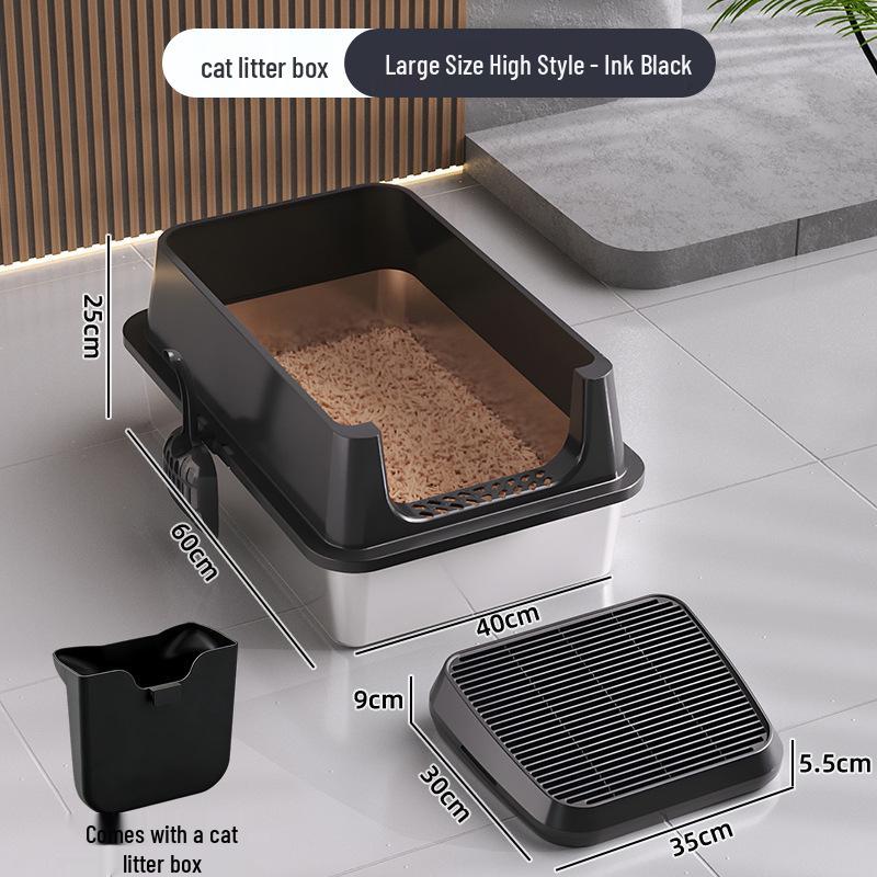 Extra Large Stainless Steel Top-Entry Cat Litter Box - Anti-Splash, Anti-Leakage, Semi-Enclosed Design
