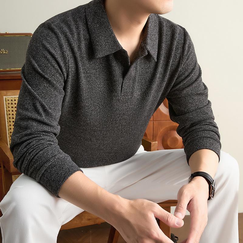 Men S Loose Fit Long Sleeve Polo Shirt For Middle Aged Dad Spring Autumn