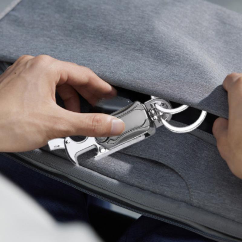 Metallnyckelring Zinklegering Liten kniv Flasköppnare Mobiltelefonhållare Multifunktionell Bilnyckelring med Uppackningskniv