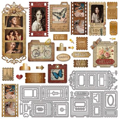Photo Frame Carbon Steel Cutting Dies Stencils for DIY Scrapbooking Photo Album Decorative Embossing Paper Card Rectangle 64~104x154~160x0.8mm