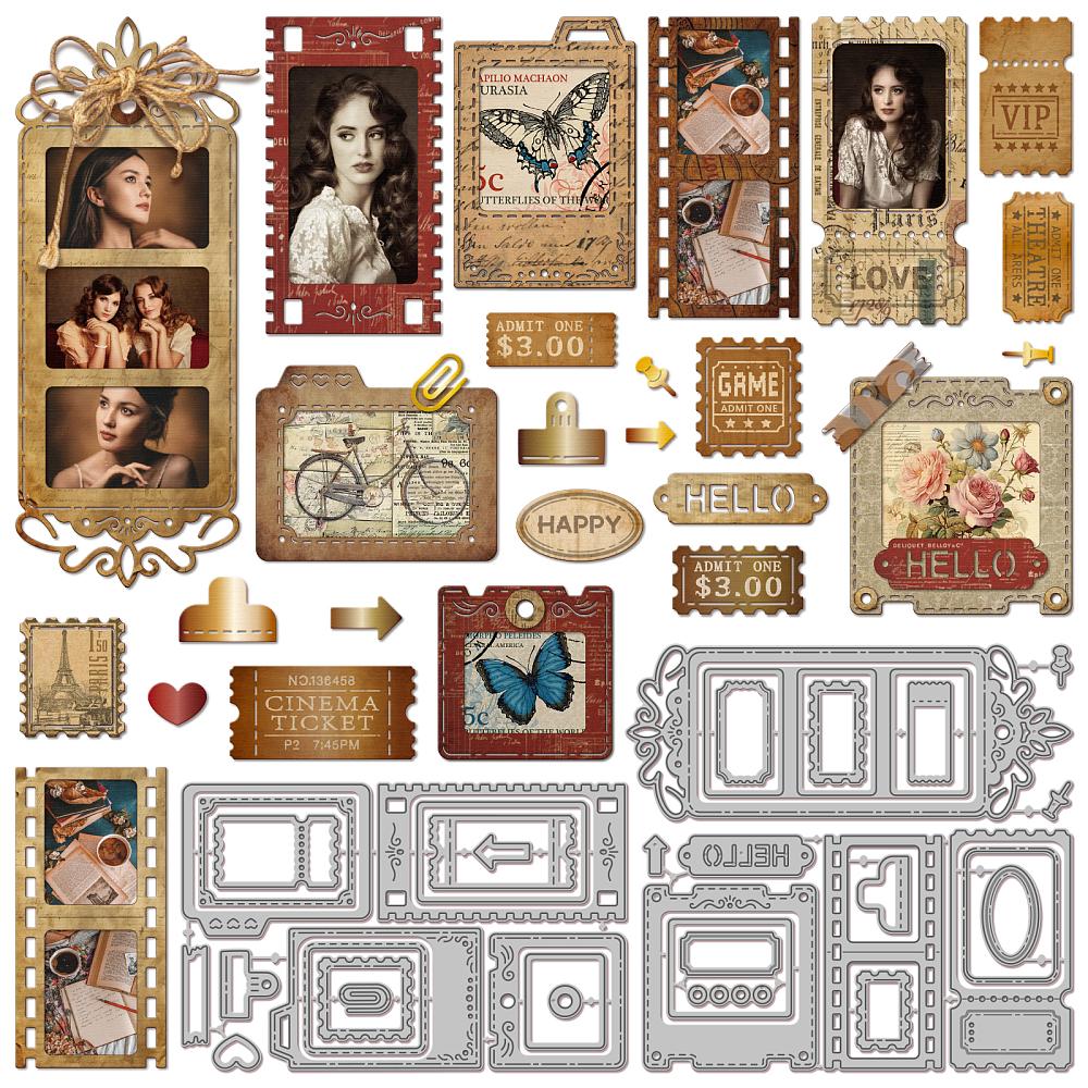Photo Frame Carbon Steel Cutting Dies Stencils for DIY Scrapbooking Photo Album Decorative Embossing Paper Card Rectangle 64~104x154~160x0.8mm