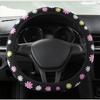 38CM Steering Wheel Cover Car Steering Wheel Cover For Women Wheel Cover Flowers Print Anti-Slip Funda Volante Car Accessories