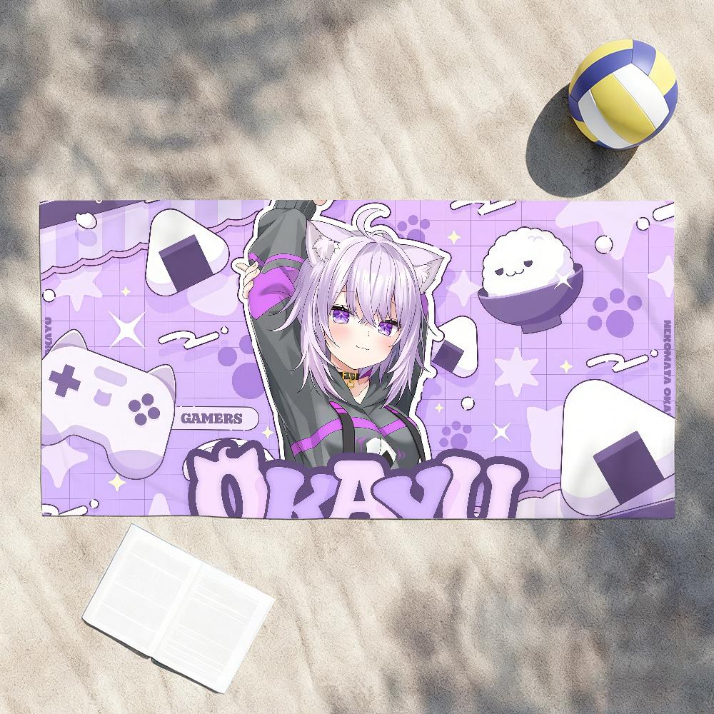 Singer N-Nekomata O-Okayu Vtuber Towel Soft Lightweight Anti-Sand Large Beach Towel Quick-Drying Bath Sports Family
