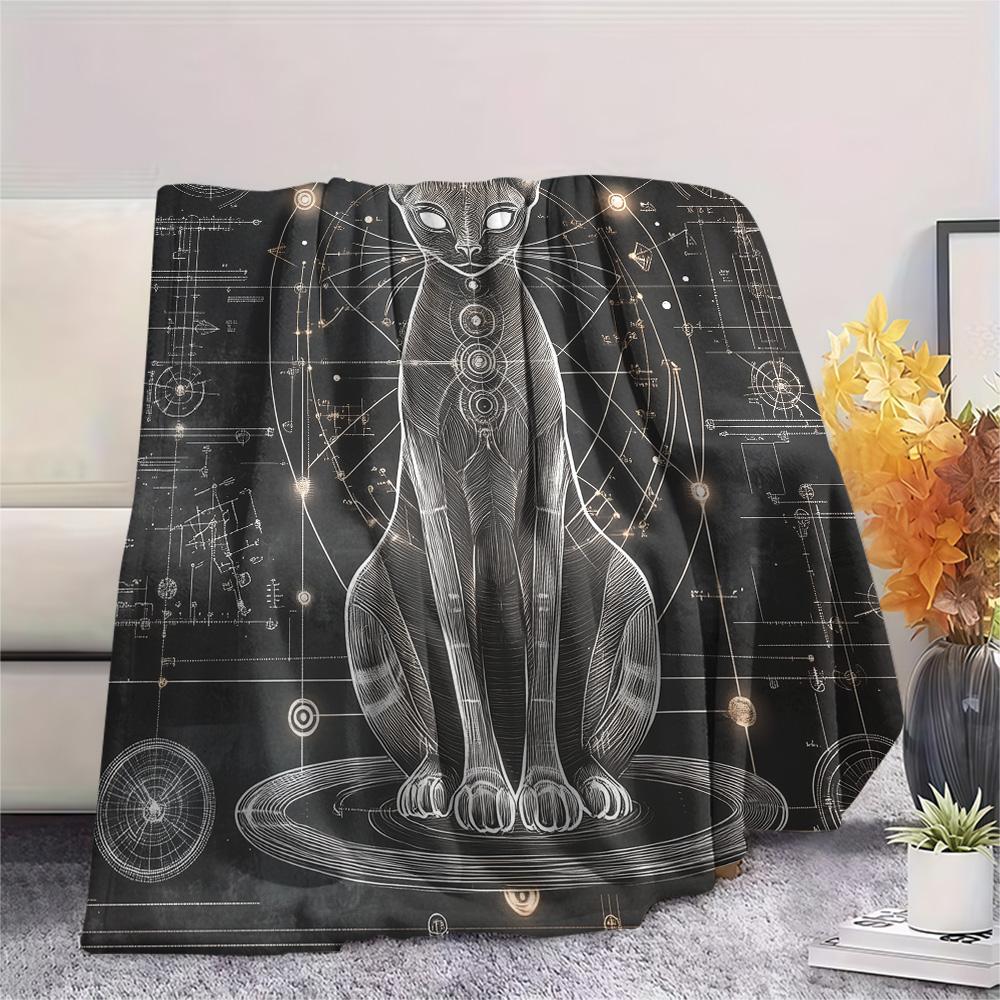 Cats Print Flannel Blanket, High quality Comfortable for All Seasons, Home Decor, Warmth and Comfort